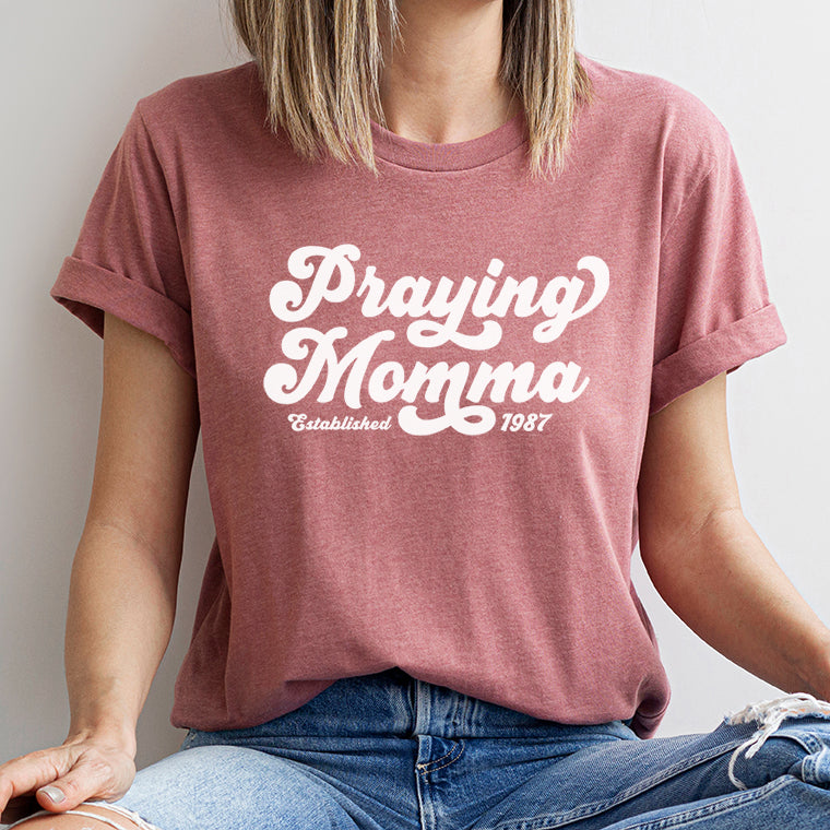 FINAL SALE - Praying Momma 1987 Tee - Heather Mauve