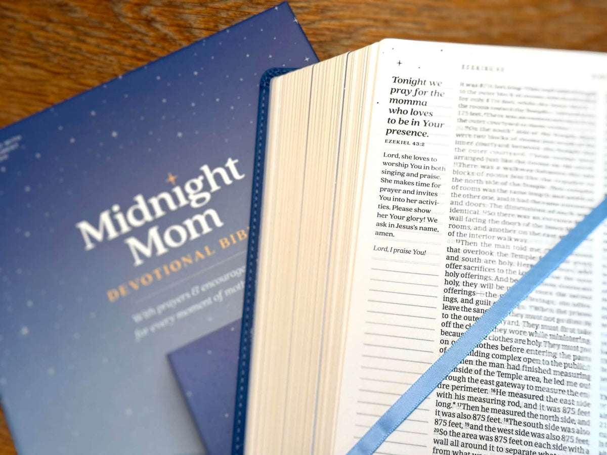 Midnight Mom Devotional Bible - Starlit Navy LeatherLike